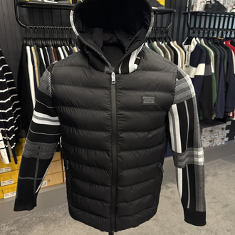İthal Burberry Kapşonlu Çelik Örme Mont 4639 (Siyah)