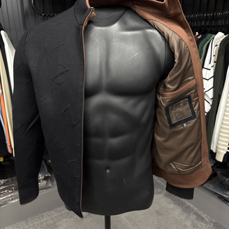 Outlet ürünü İthal Zegna Kabartma Desenli Triko Ceket Mont (3434-Siyah)