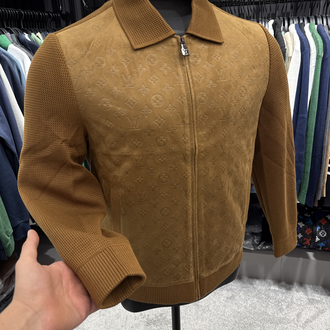 Outlet ürünü İthal Louis Vuitton Monogram Desenli Süet Ceket (Taba-6118)