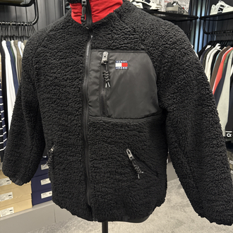 OUTLET ÜRÜNÜ Tommy Jeans Uzun Fermuarlı Polar Mont (Siyah)