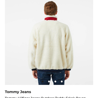 OUTLET ÜRÜNÜ Tommy Jeans Uzun Fermuarlı Polar Mont (Ekru)