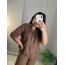 Kahve Crop Oversize Keten Gömlek