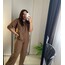 Kahve Crop Oversize Keten Gömlek