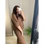 Kahve Crop Oversize Keten Gömlek