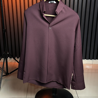 Bordo Premium Özel Seri Düğmesiz Gömlek 