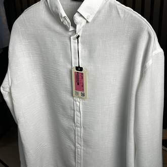 Beyaz Oversize Keten Yazlık Özel Seri Gömlek