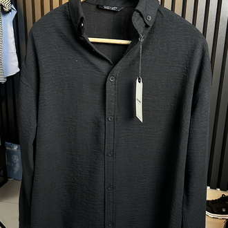 Siyah Oversize Keten Yazlık Özel Seri Gömlek