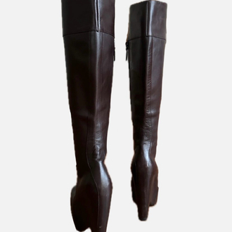 Vintage Balenciaga Platform Wedge Leather Boots Heels