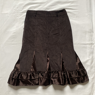 Vintage Corduroy and Satin Midi Skirt