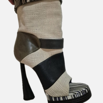 Vintage Balenciaga Archive Mid Calf Peeptoe Boot Heels
