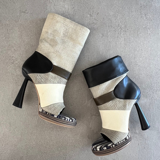 Vintage Balenciaga Archive Mid Calf Peeptoe Boot Heels
