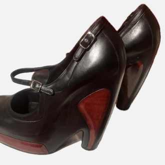 Vintage Balenciaga 2006 Platform Wedge Mary Janes Heels