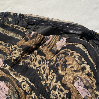 Vintage Bebe Silk Baroque Printed Bubble Dress 