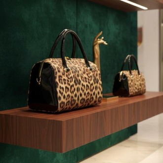 Leopar Desenli Siyah Detaylı Kadın El Çantası