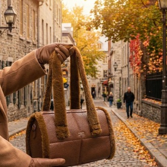 Craft Tasarım Açık Kahve Kürklü Baget Çanta