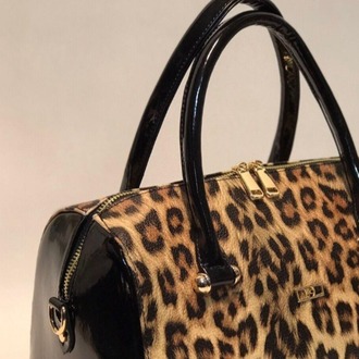 Leopar Desenli Siyah Detaylı Kadın El Çantası