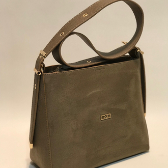 Vizon Hakiki Süet Minimalist Omuz Çantası - Günlük Şık Kadın Kol Çantası (Taupe)