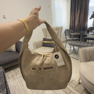 Bej Modern Hobo Omuz Çantası - Günlük Şık Kadın Çanta