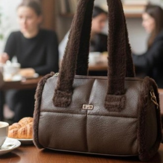 Craf Teddy Kahve Detaylı Suni Deri Baget/Silindir Çanta