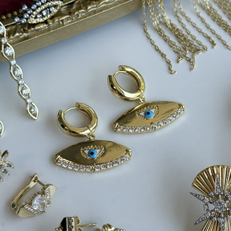 Göz model taşlı küpe✨