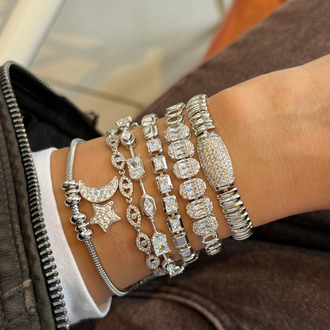 Kesme model taş bileklik Silver | Xuping