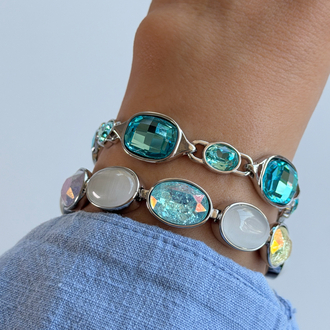 Soft mavi taşlı oval bileklik✨