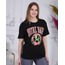 Siyah Notre Dame Detaylı T-Shirt