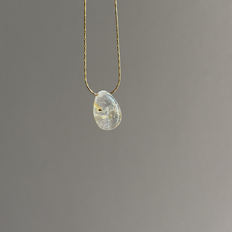 Natural Topaz Damla Kolye - Çelik