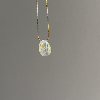 Natural Topaz Damla Kolye - Çelik