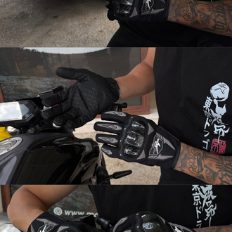 Probiker Siyah Uzun Karbon Koruma Eldiven