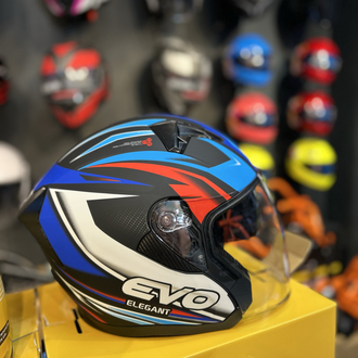 Yarım Çenesiz Kask Evo Mavi-Siyah