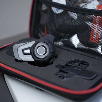 Knmaster KN6100 PRO Motosiklet Kask İnterkom Seti-Karbon Siyah