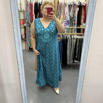 Butik Yazma Elbise Nakışlı Uzun
