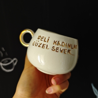 Porselen altın dekorlu fincan 180 ml (duble Türk kahvesi)