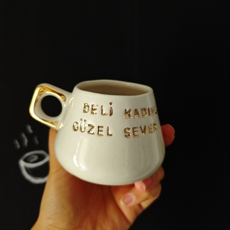 Porselen Altın dekorlu fincan 180 ml (duble Türk kahvesi)
