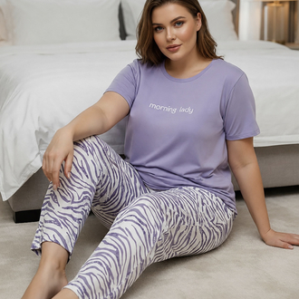 Kadın Mor büyük beden Milan pijama takımı