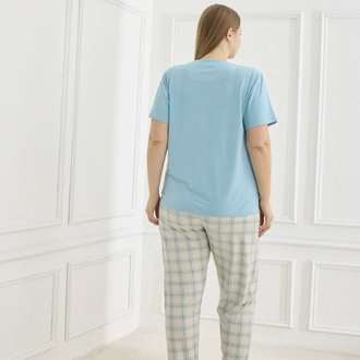 Kadın Mavi Milan Büyük Beden Milan Pijama Takımı