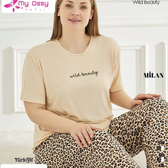 Kadın Büyük Beden Milan Leopar Pijama Takımı