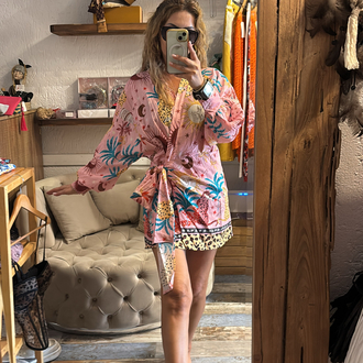Fransız tasarım pamuk kimono elbise