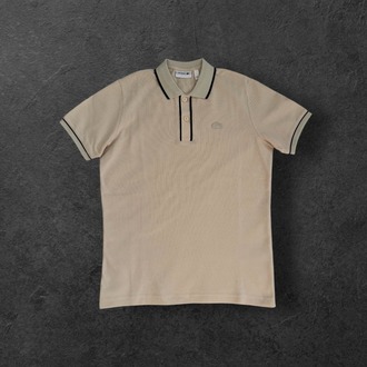 Lacoste Bej Rengi, Yakası Çizgili İkonik Logolu Polo Tişört