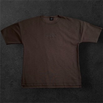 Kahverengi Oversize Kesim Minimalist Tişört