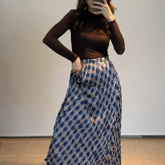 Ekose Desenli Midi Etek