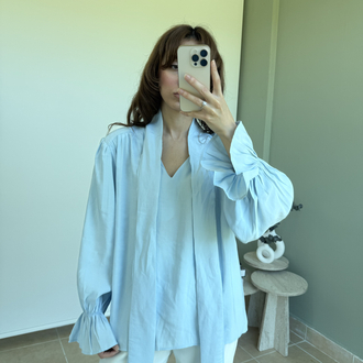 Vatkalı Kurdele Detay Şifon Bluz
