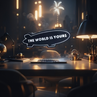 Scarface World Is Yours Zeplin – Işıklı Dekoratif Masa ve Oda Lambası