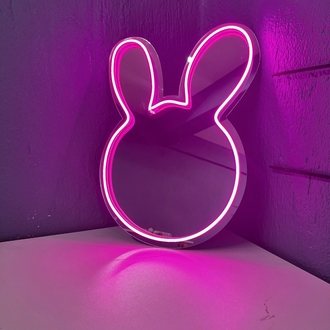 Neon Işıklı Tavşan Ayna