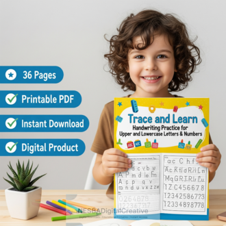 Handwriting Practice Worksheets: Letters & Numbers 1-10 (Printable PDF)