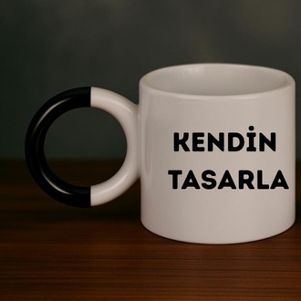 Siyah Halka Kulplu Porselen Kupa