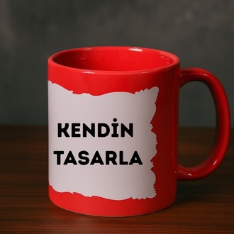 Kırmızı Yamalı Porselen Kupa