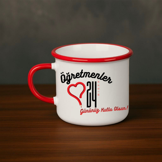 Kırmızı Enamel Öğretmenler Günü Kupa 