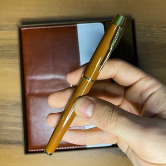 Kahverengi Deri Defter Kalem Set - Kişiye Özel İsimli 